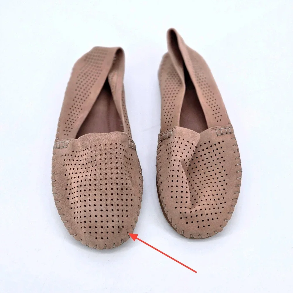 Adam Tucker by Me Too Kori Perforated Ballet Flat Taupe Loafers Shoes Size US 8